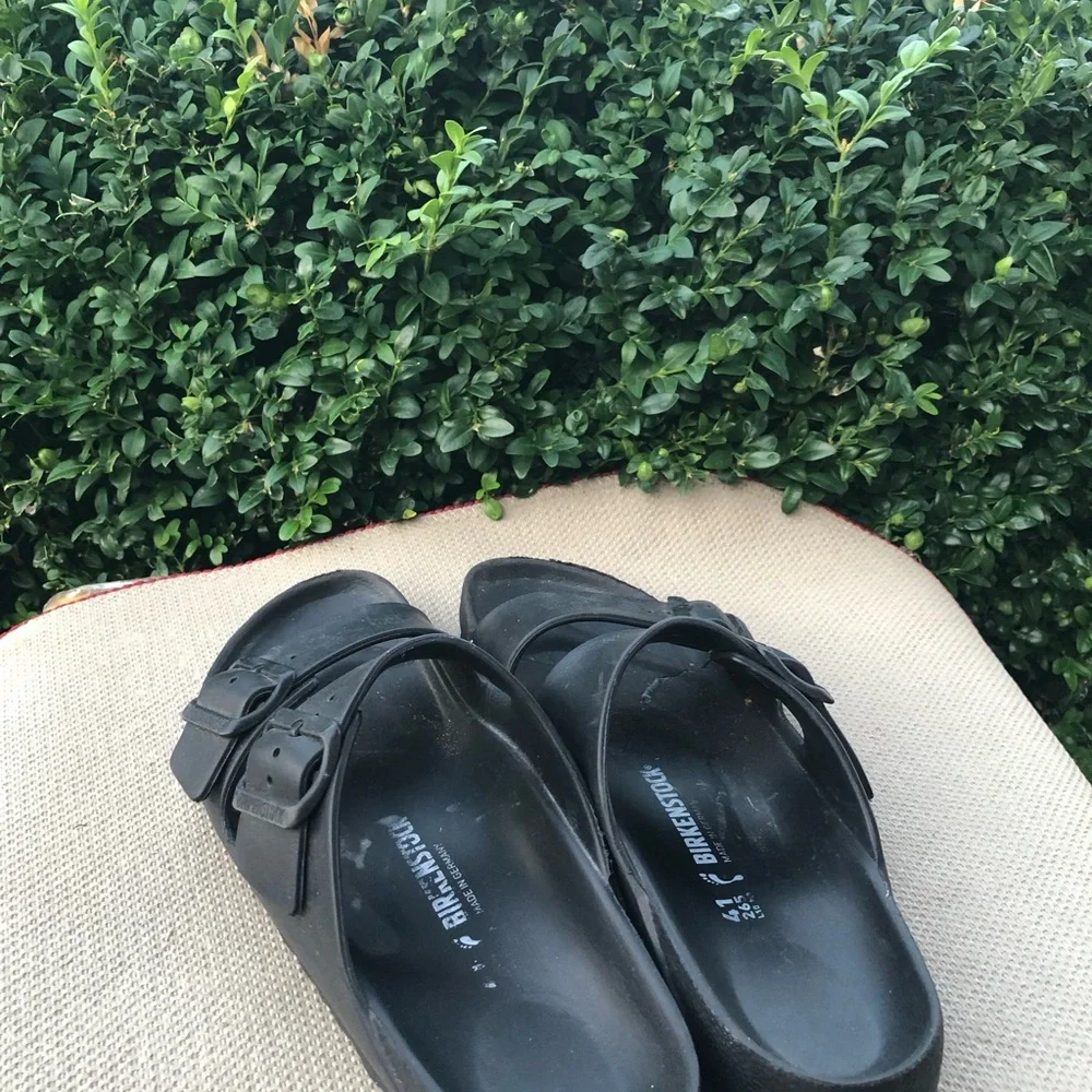 Birkenstock Arizona Exquisite Mens Black Rubber Sandals Size 41/8US